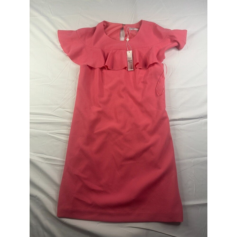 Trina Turk Dress Women Size 2 Sheath Monkees Splash Pink Ruffled SEE DESCRIPTION